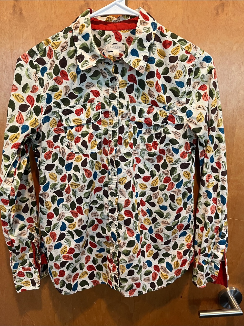 Talbots Multicolor Leaf-Print Casual Button-Down Shirt
